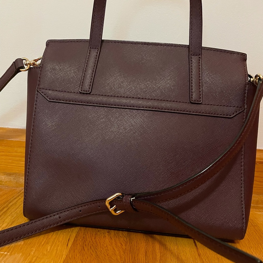 Burgundy Kate Spade satchel with adjustable shoulder strap - Picture 8 of 8